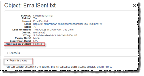 
                                            显示复制状态和权限的对象属性屏幕截图。
                                        
