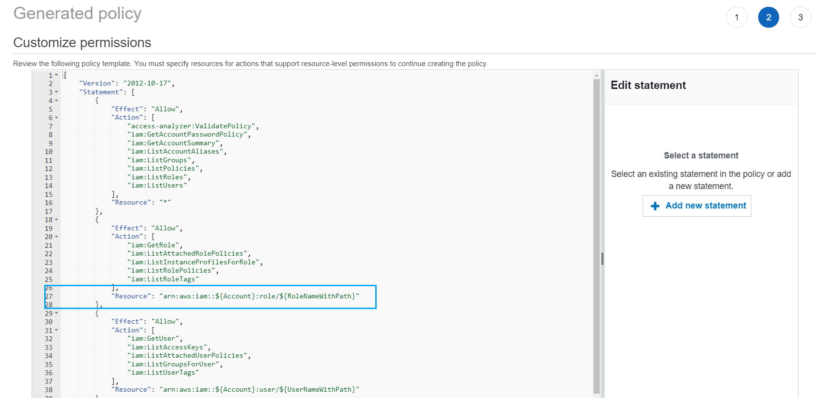 
                            策略模板中的资源 ARN 占位符 
                        