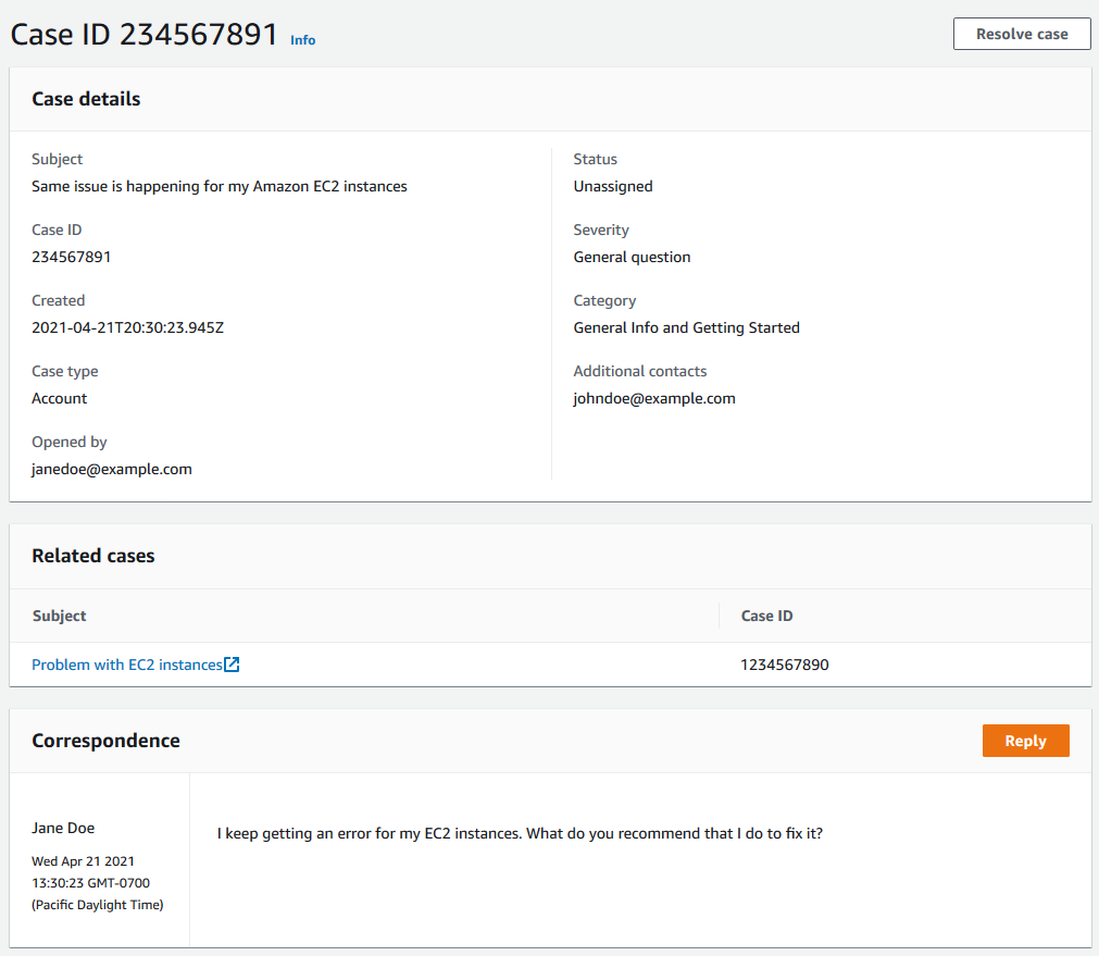 
                        支持中心相关案例的屏幕截图。
                    