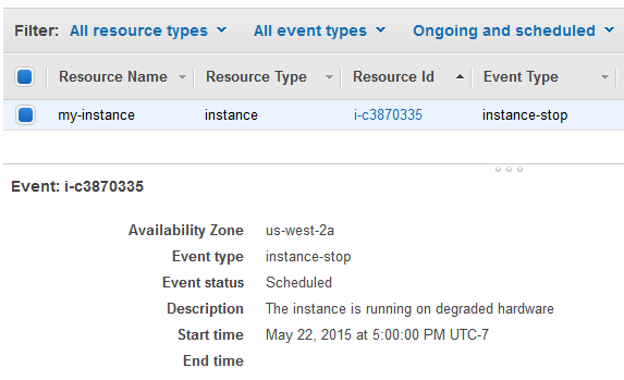 
                                                Viewing events using the Events
                                                  page.
                                            