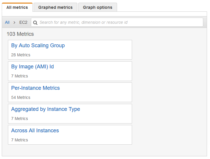 
              View the metric dimensions for Amazon EC2
            